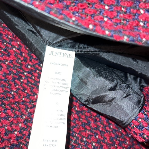 Just Fab Winter Boucle Moto Burgundy Jacket Size Medium - Picture 6 of 7